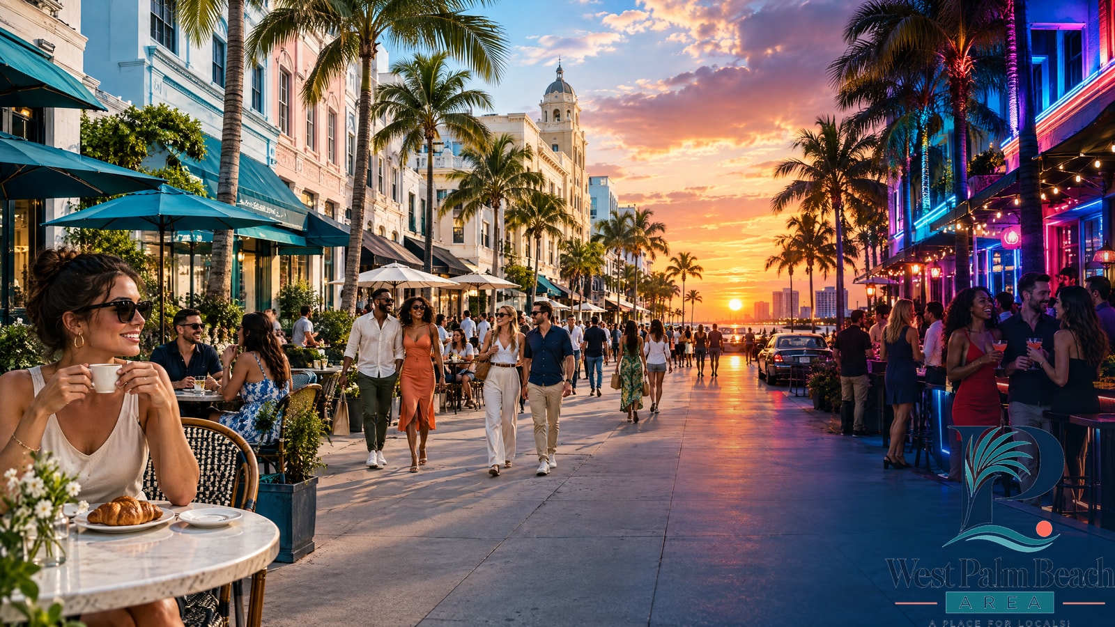 West Palm Beach Area guide cover: Clematis Street from Breakfast to Last Call