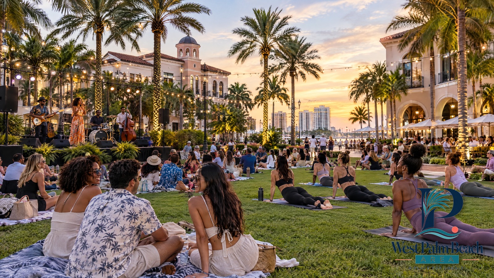 West Palm Beach Area guide cover: CityPlace Weekly Events Guide: Live Music, Yoga, Runs & Brunch