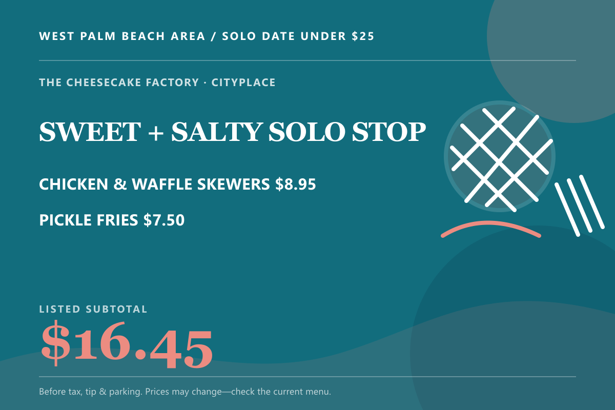 The Cheesecake Factory CityPlace snack menu