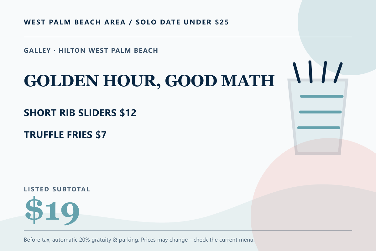 Galley Golden Hour menu